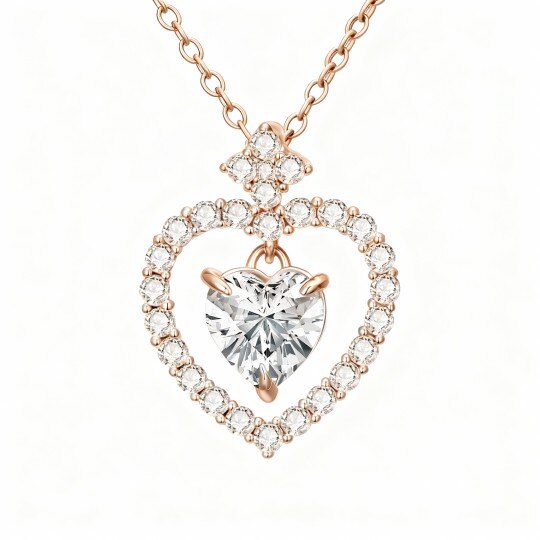 10K roségouden Moissanite hart hanger ketting