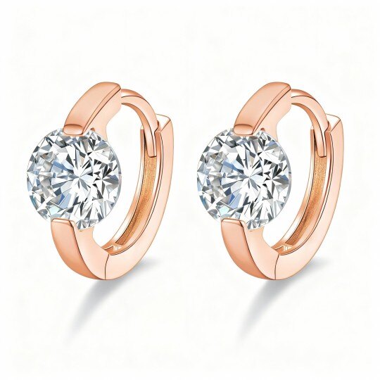 10Kローズゴールド モアッサナイト フープイヤリング