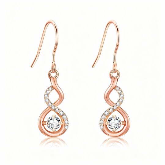 Ohrhänger aus 10-karätigem Roségold mit Moissanit und Unendlichkeitssymbol