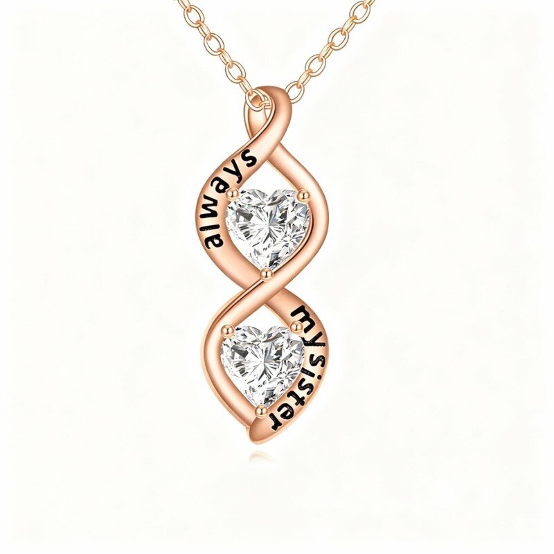 18K Rose Gold Moissanite Infinity Symbol Pendant Necklace-1