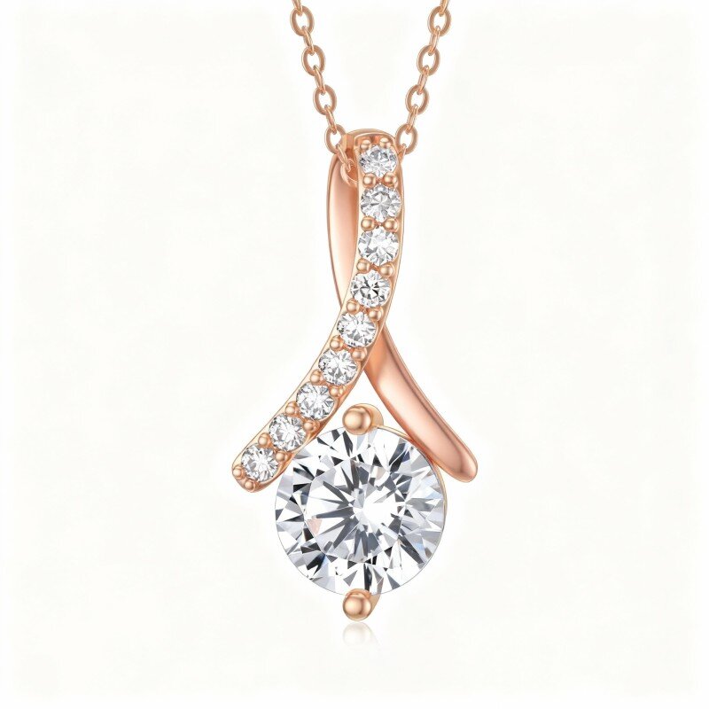 14K Rose Gold Moissanite Infinity Symbol Pendant Necklace-1