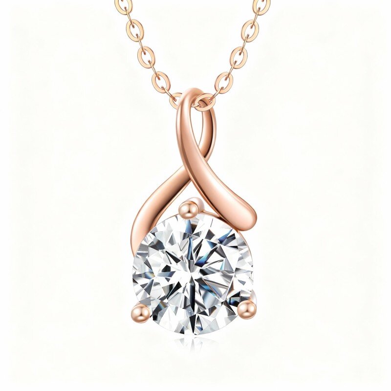 18K Rose Gold Moissanite Infinity Symbol Pendant Necklace-1