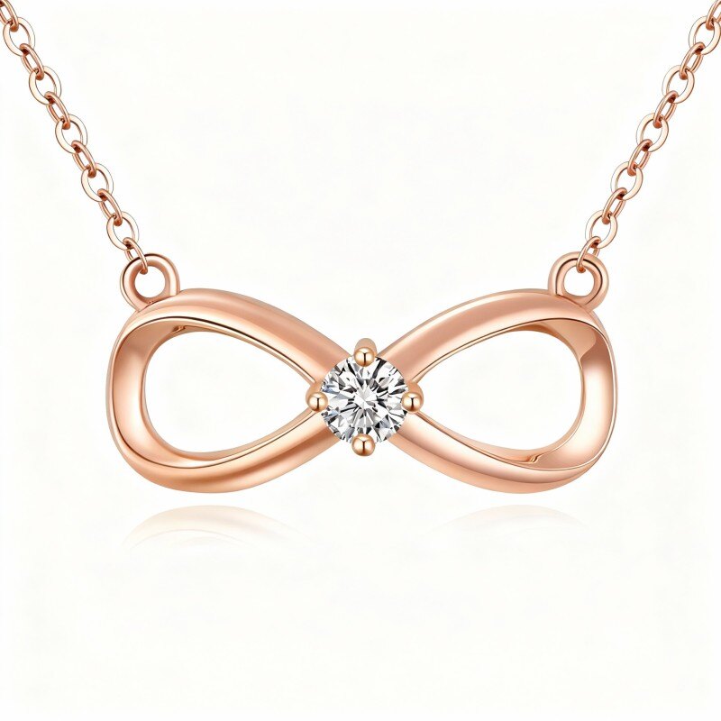 Naszyjnik z symbolem nieskończoności z moissanitem 10K w kolorze różowego złota-1