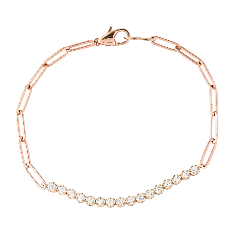 Pulsera de moissanita con clip de papel y oro rosa de 18 quilates-1