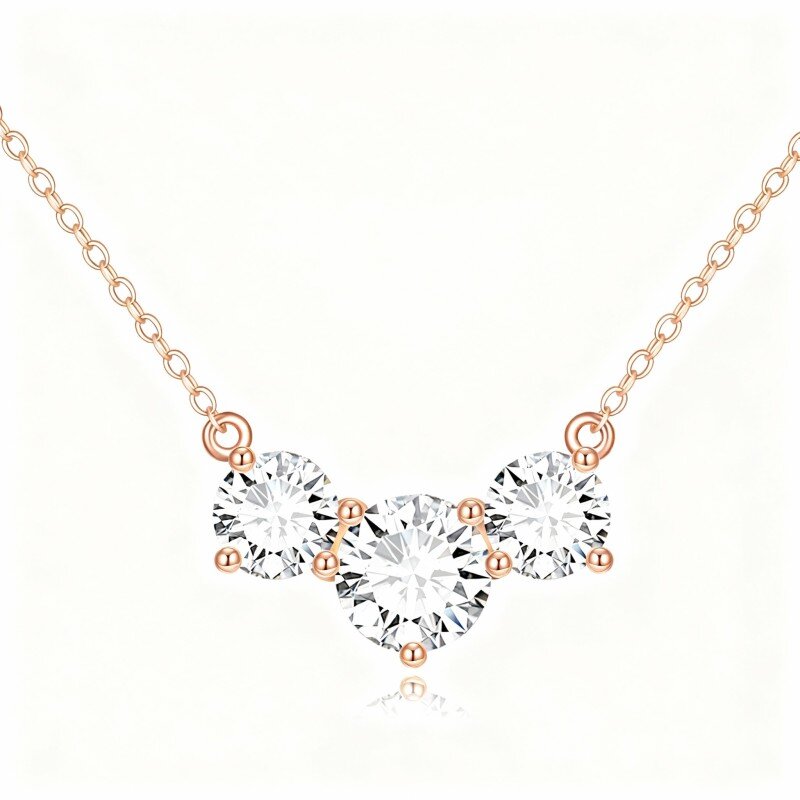 10K Rose Gold Moissanite Pendant Necklace-1