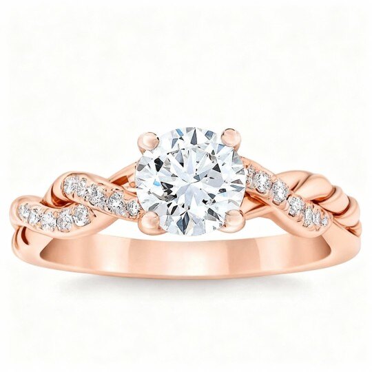 10Kローズゴールド モアッサナイト パーソナライズ刻印＆カップルエンゲージリング