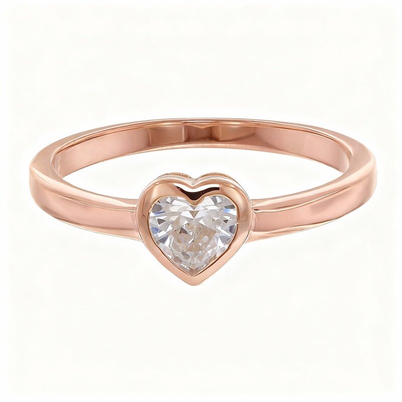 خاتم من الذهب الوردي عيار 14 قيراطًا من الموزانيت بنقش شخصي وقلب-1