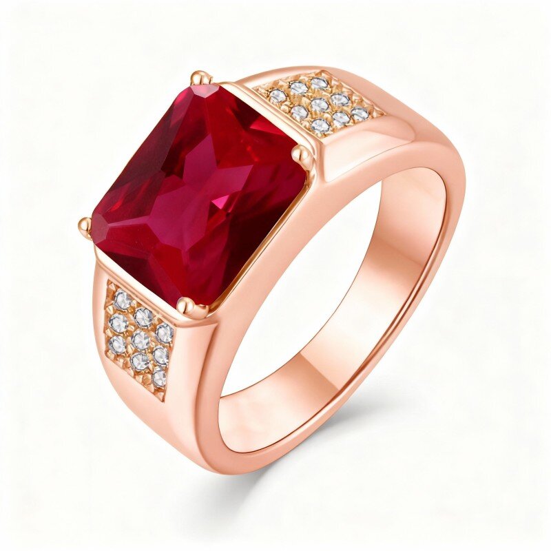 10K Rose Gold Moissanite Personalized Engraving Ring for Men-1