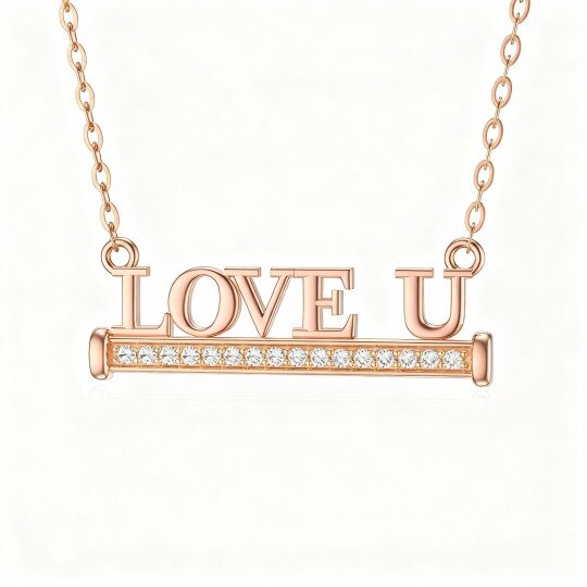 10K Rose Gold Moissanite Personalized Initial Letter Pendant Necklace