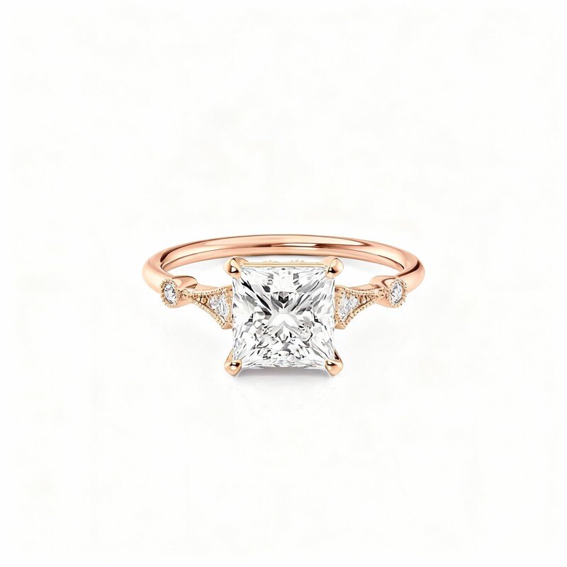 Anillo de moissanita de oro rosa de 14 quilates-1