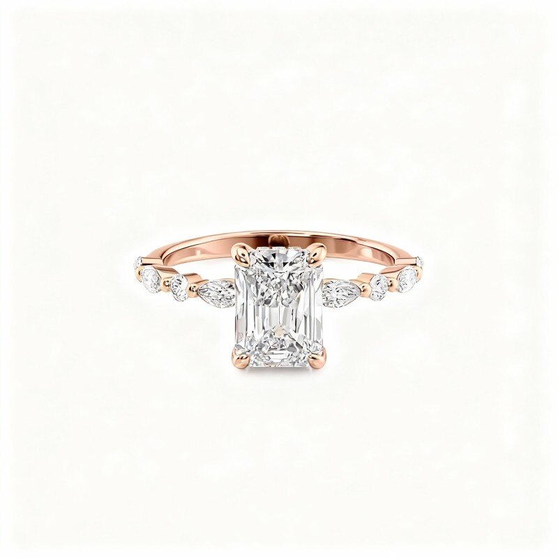 Anillo de moissanita de oro rosa de 18 quilates-1