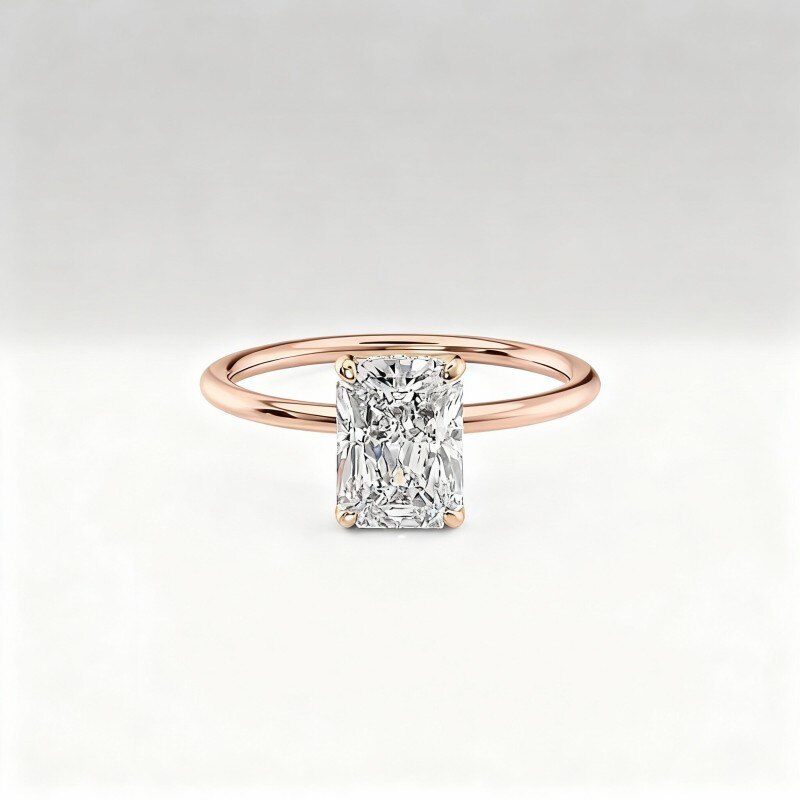 Anillo de moissanita de oro rosa de 10 quilates-1