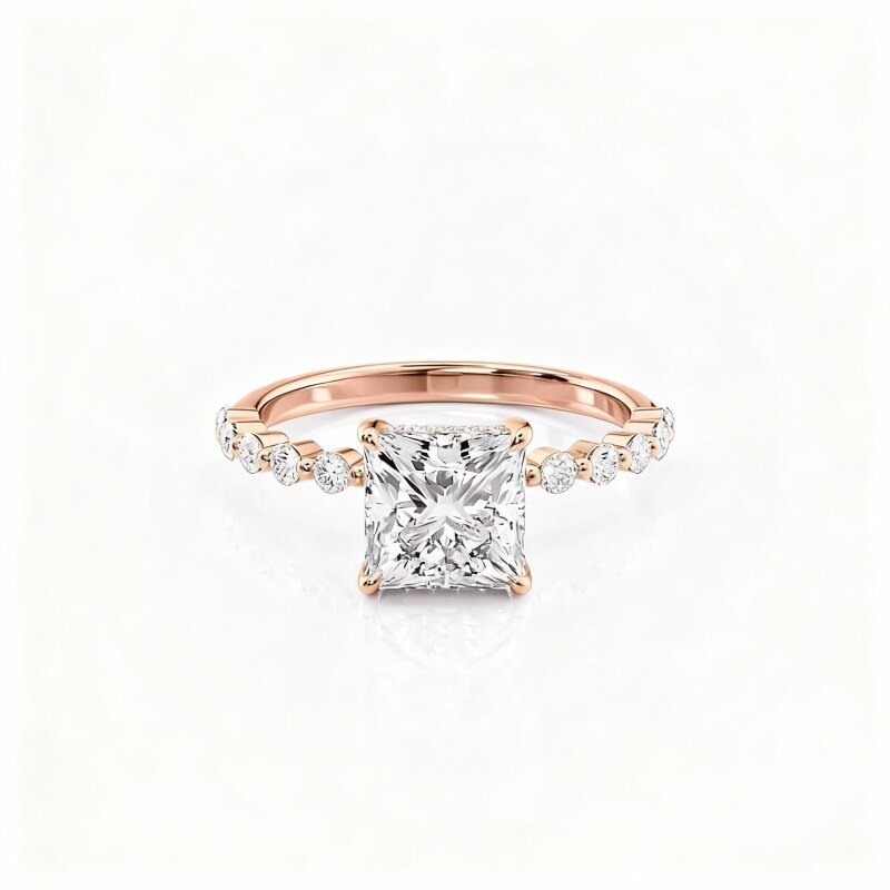 Anillo de moissanita de oro rosa de 10 quilates-1