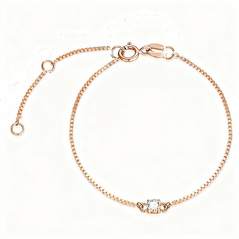 10K Rose Gold Moissanite Square Charm Bracelet-1