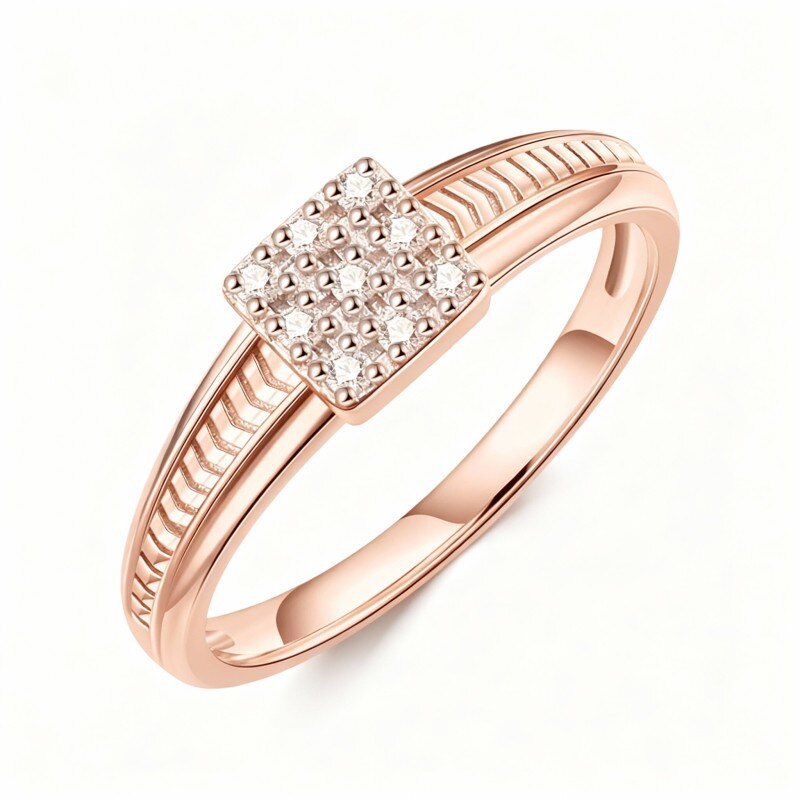 Quadratischer Moissanit-Ring aus 10-karätigem Roségold für Herren-17