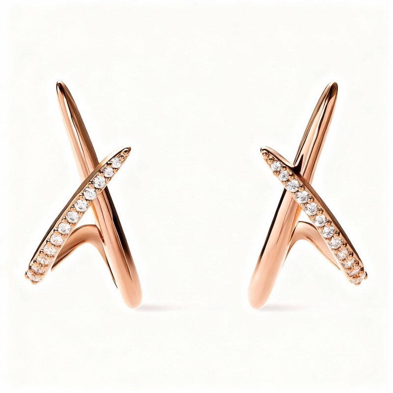 Pendientes de botón de moissanita en oro rosa de 14 quilates-1