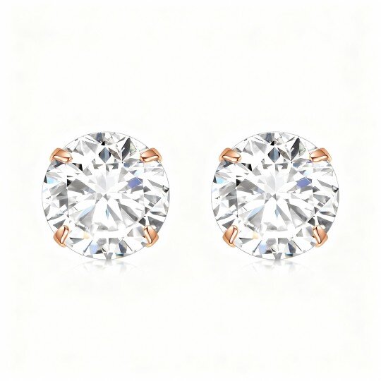 10K Rose Gold Moissanite Stud Earrings