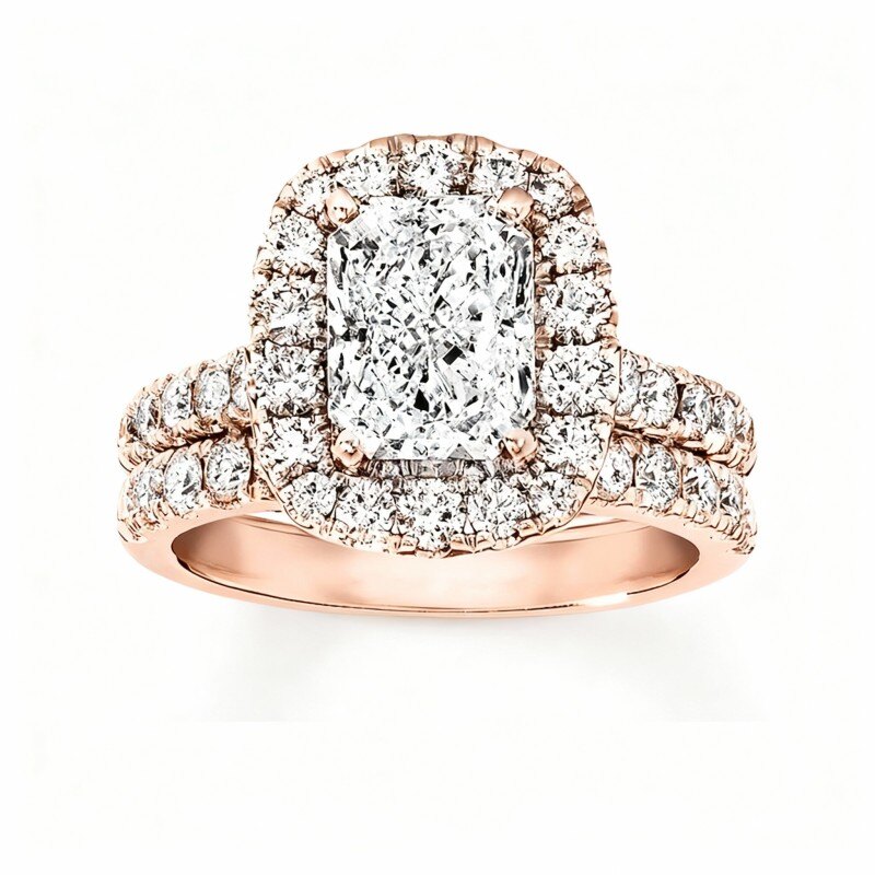 10K Rose Gold Moissanite Wedding Ring-5