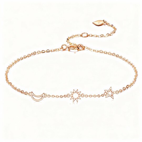10K Rose Gold Moon & Star Charm Bracelet
