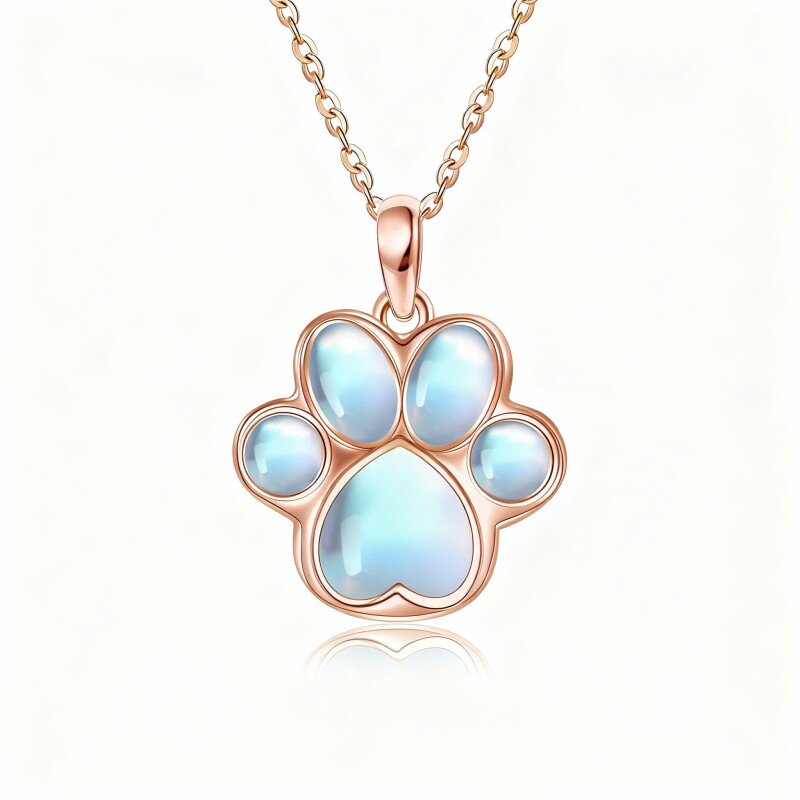 Naszyjnik z wisiorkiem z kamieniem księżycowym w kolorze różowego złota 10K-1