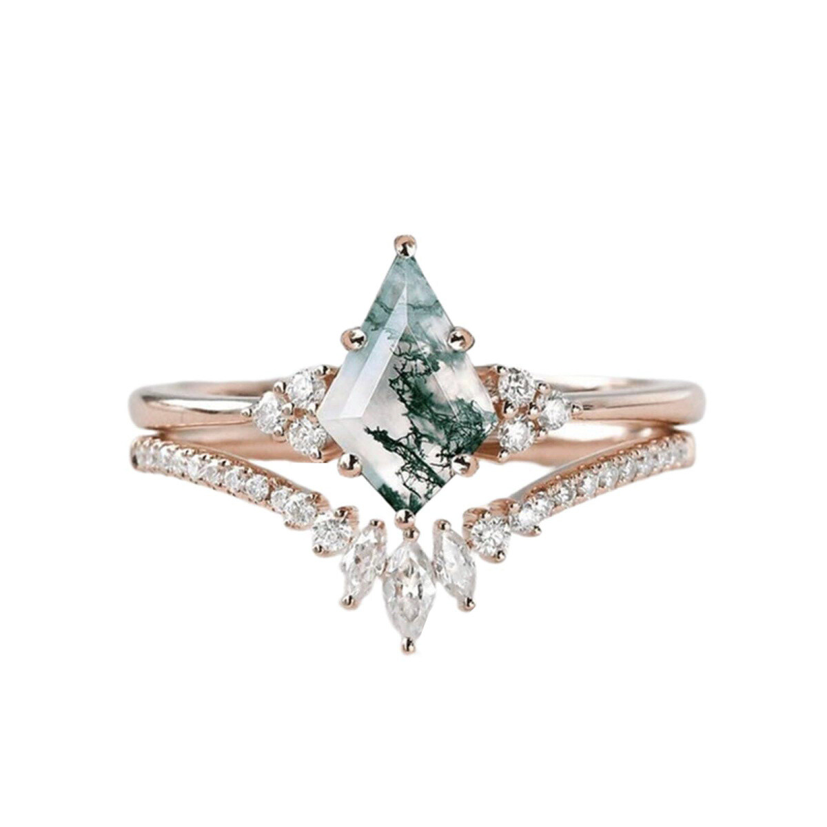 10K Rose Gold Moss Agate Engagement Ring-1