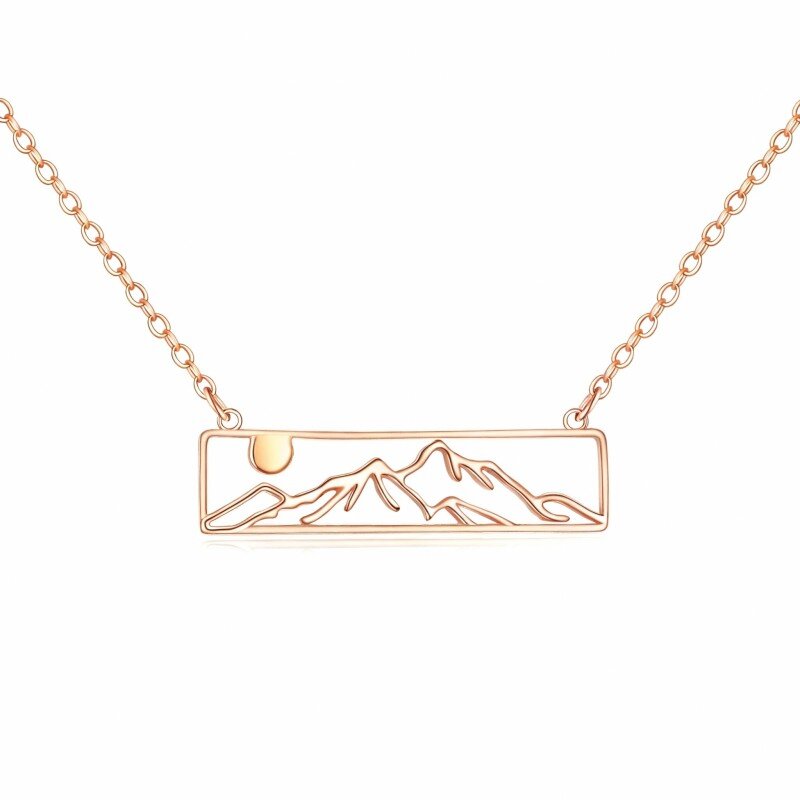 18K Rose Gold Mountains Pendant Necklace-1
