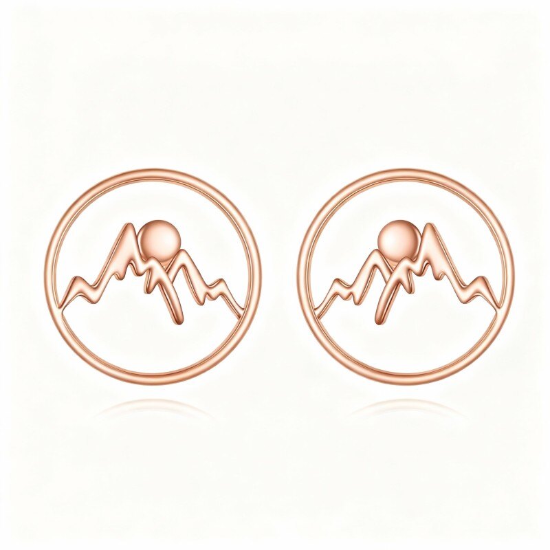 18K Rose Gold Mountains Stud Earrings-1