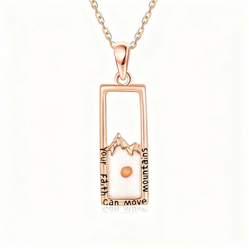 Naszyjnik z wisiorkiem z nasion gorczycy wykonany z 14-karatowego różowego złota z grawerowanym napisem-1