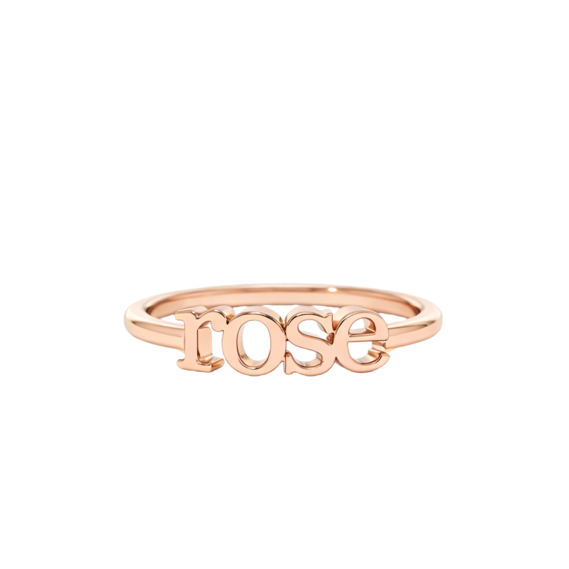 Bague classique personnalisée avec initiale en or rose 14 carats sans pierre-1