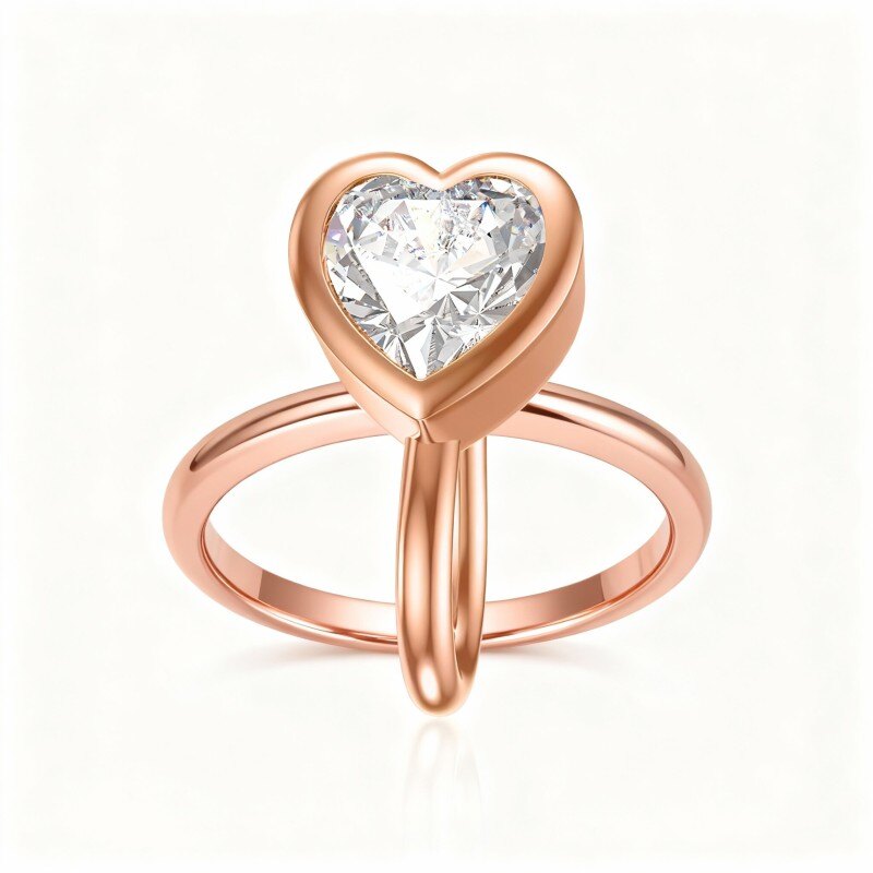 خاتم أنف من الذهب الوردي عيار 10 قيراط مرصع بالزركونيا المكعبة-1