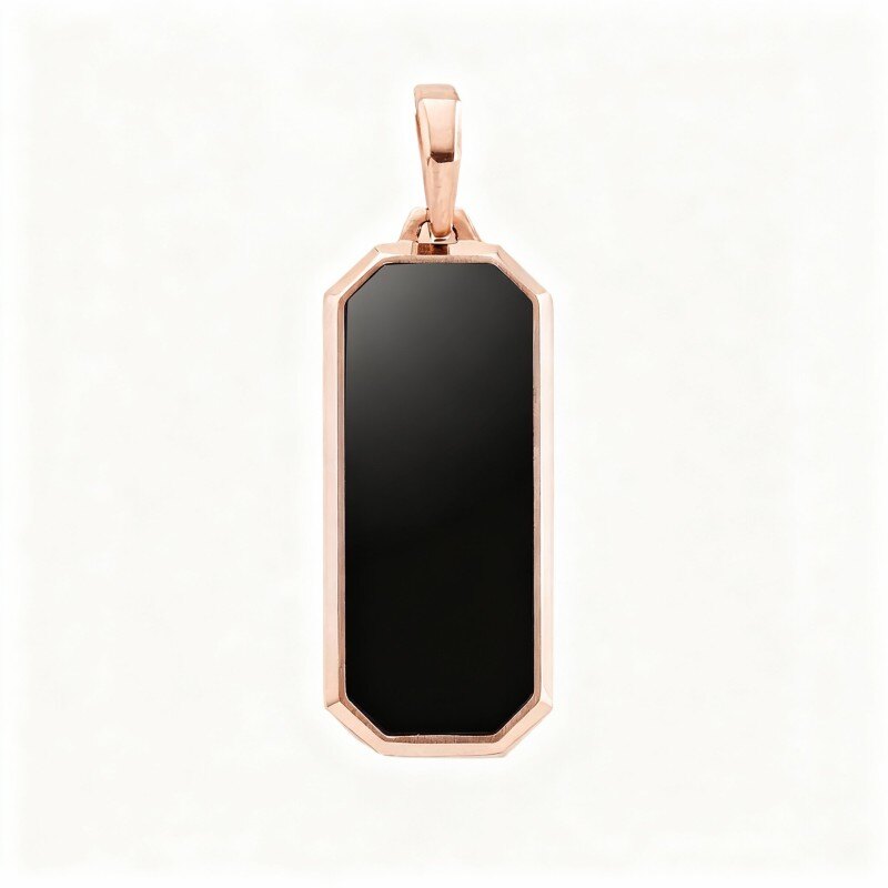 18K Rose Gold Onxy Bar Pendant Charms for Men-1