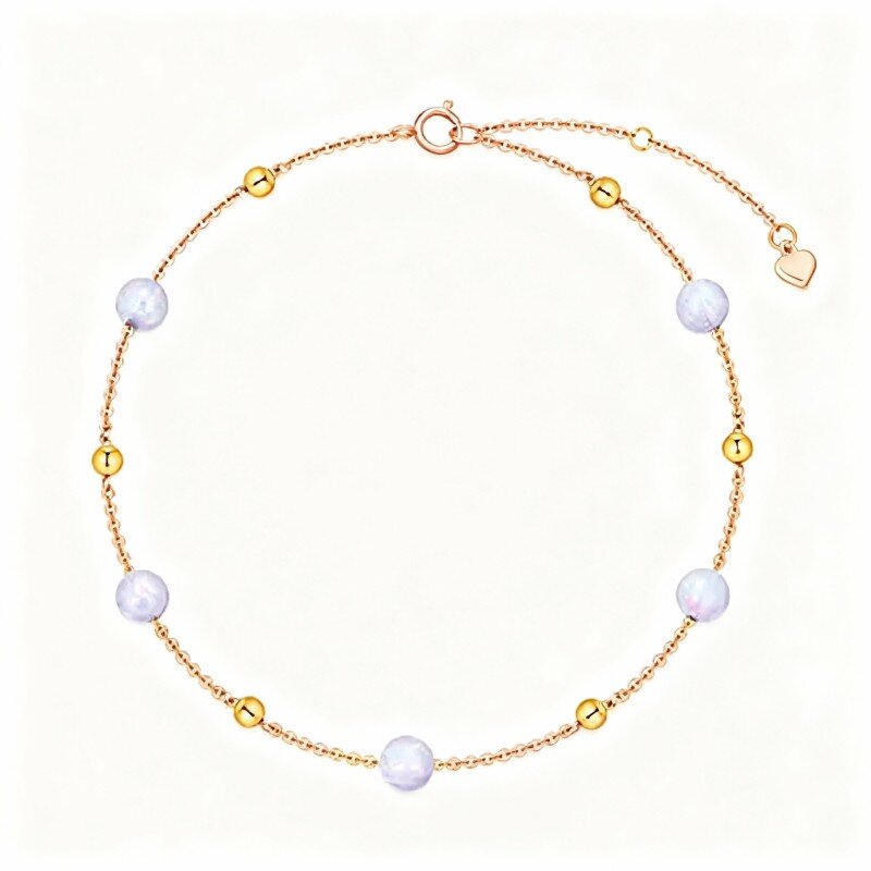 10K Rose Gold Opal Bead Metal Beads Bracelet-1