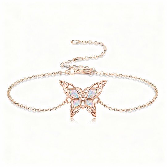 10K Rose Gold Opal Butterfly Charm Bracelet