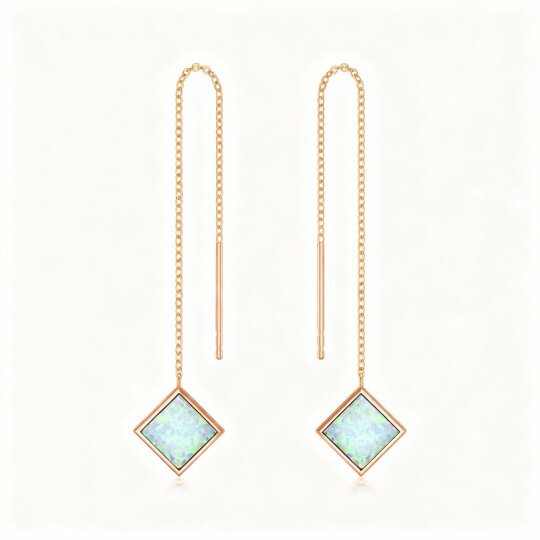 Orecchini pendenti in oro rosa 10K con opale