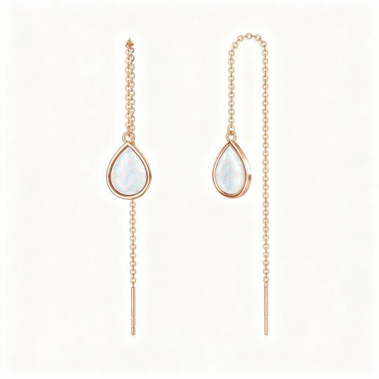 10K Rose Gold Opal Drop Shape Drop Earrings