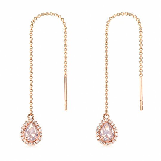 10K Rose Gold Opal Drop Shape Drop Earrings
