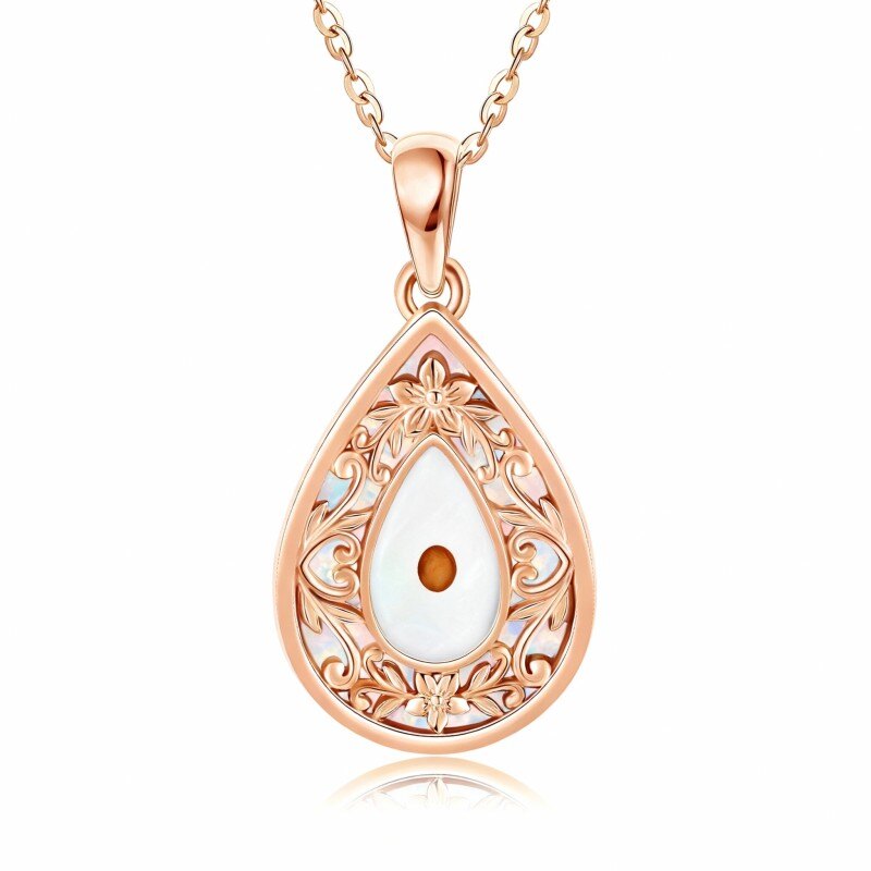 Colar com pendente de sementes de mostarda em ouro rosa 14K com opala-1