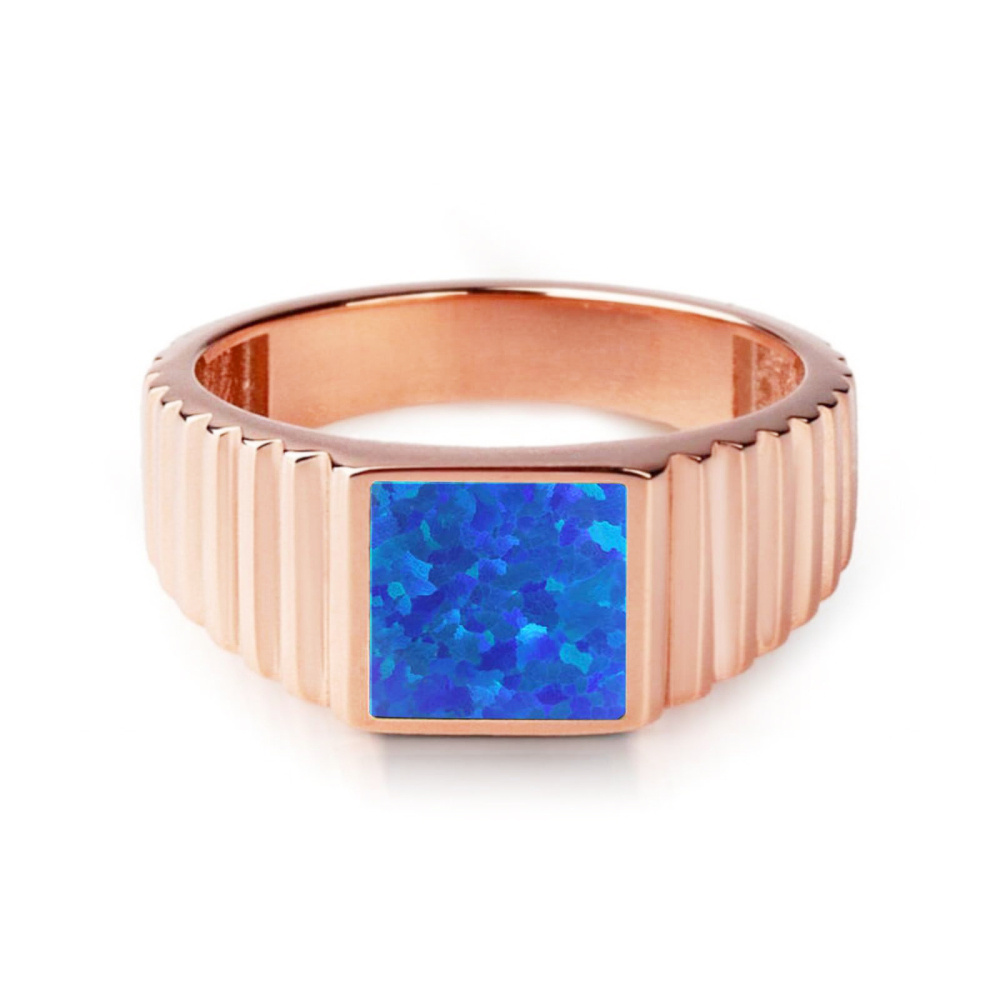 18K Rose Gold Opal Ring for Men-1