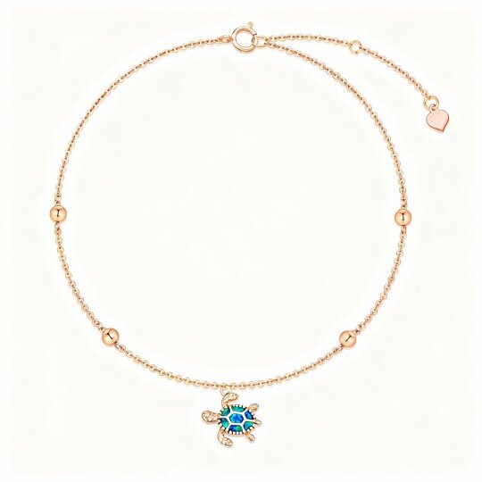 10K Rose Gold Opal Sea Turtle Charm Bracelet