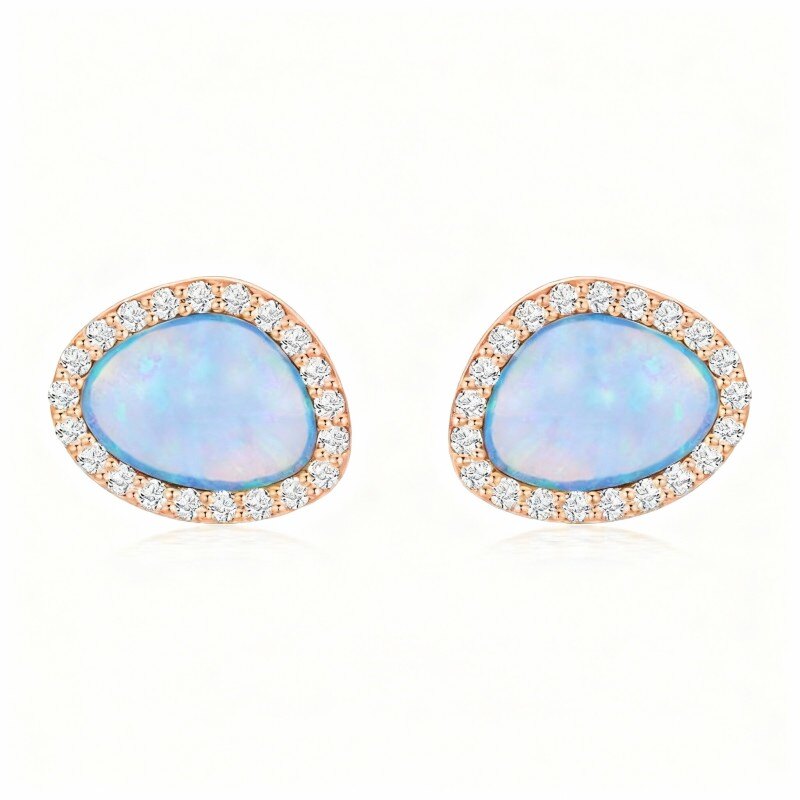 Pendientes de ópalo de oro rosa de 14 quilates-1