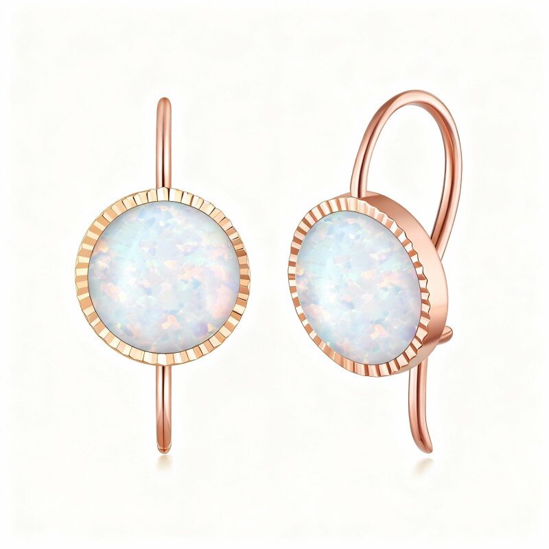 10K Rose Gold Opal Stud Earrings-1