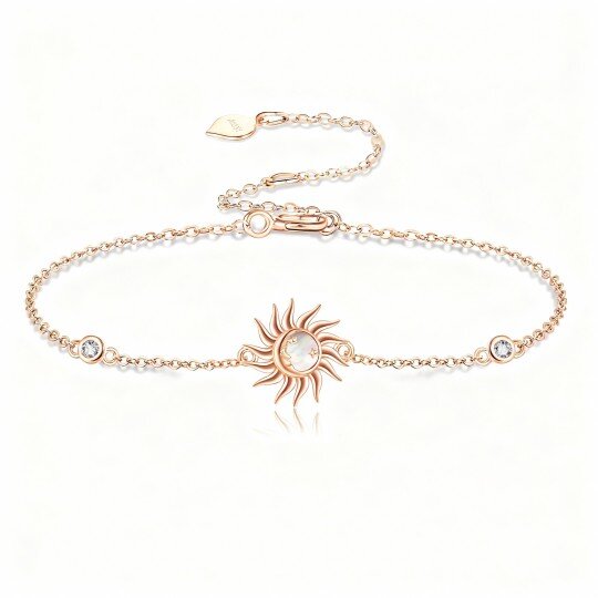 10K Rose Gold Cubic Zirconia & Opal Sun Charm Bracelet