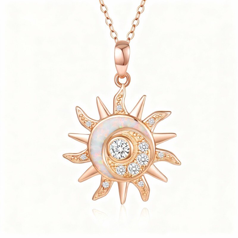18K roségouden opaalzonhangerketting-1