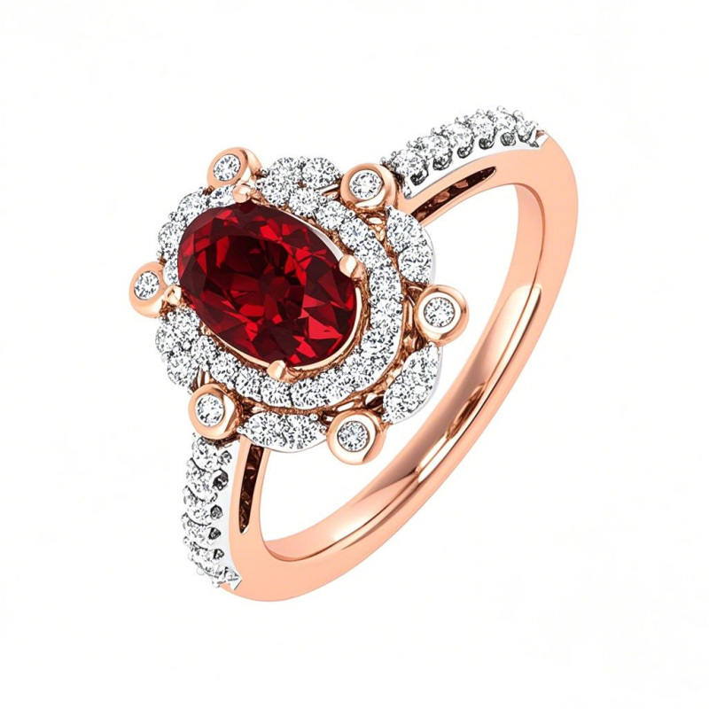 Anel de Noivado Personalizado com Gema Oval em Ouro Rosa 10K, Ideal para Aniversário e Casamentos-1