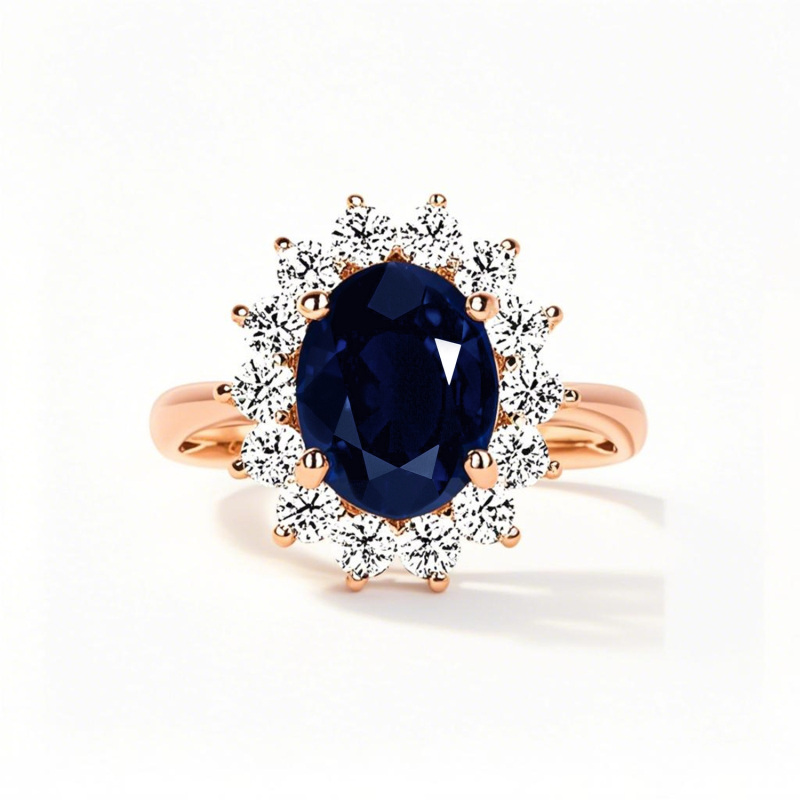 10K roségouden ovaal geslepen verlovingsring met edelsteen en jubileumring-1