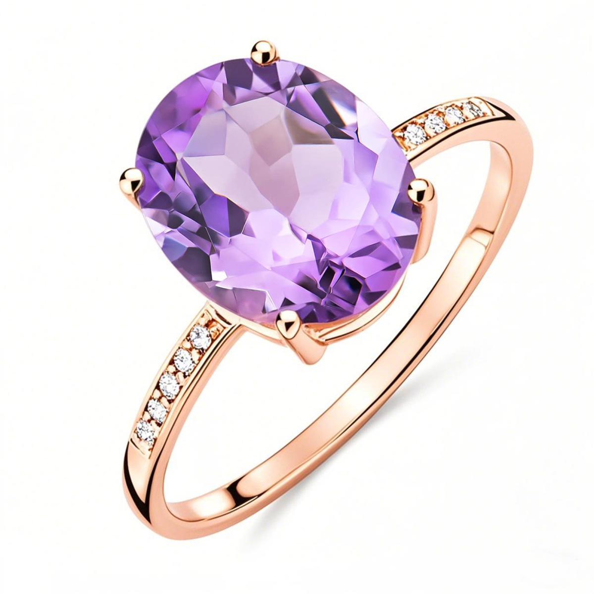 14K Rose Gold Oval Cut Custom Engagement Ring Gemstone Ring-1