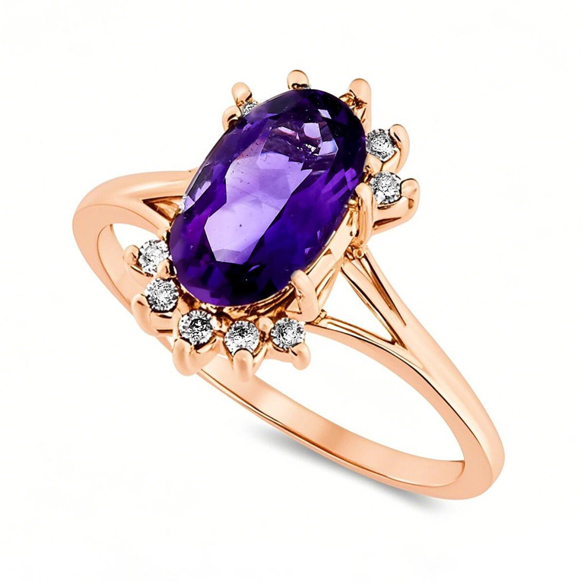 Anillo de compromiso personalizado con gemas de corte ovalado en oro rosa de 18 quilates-1