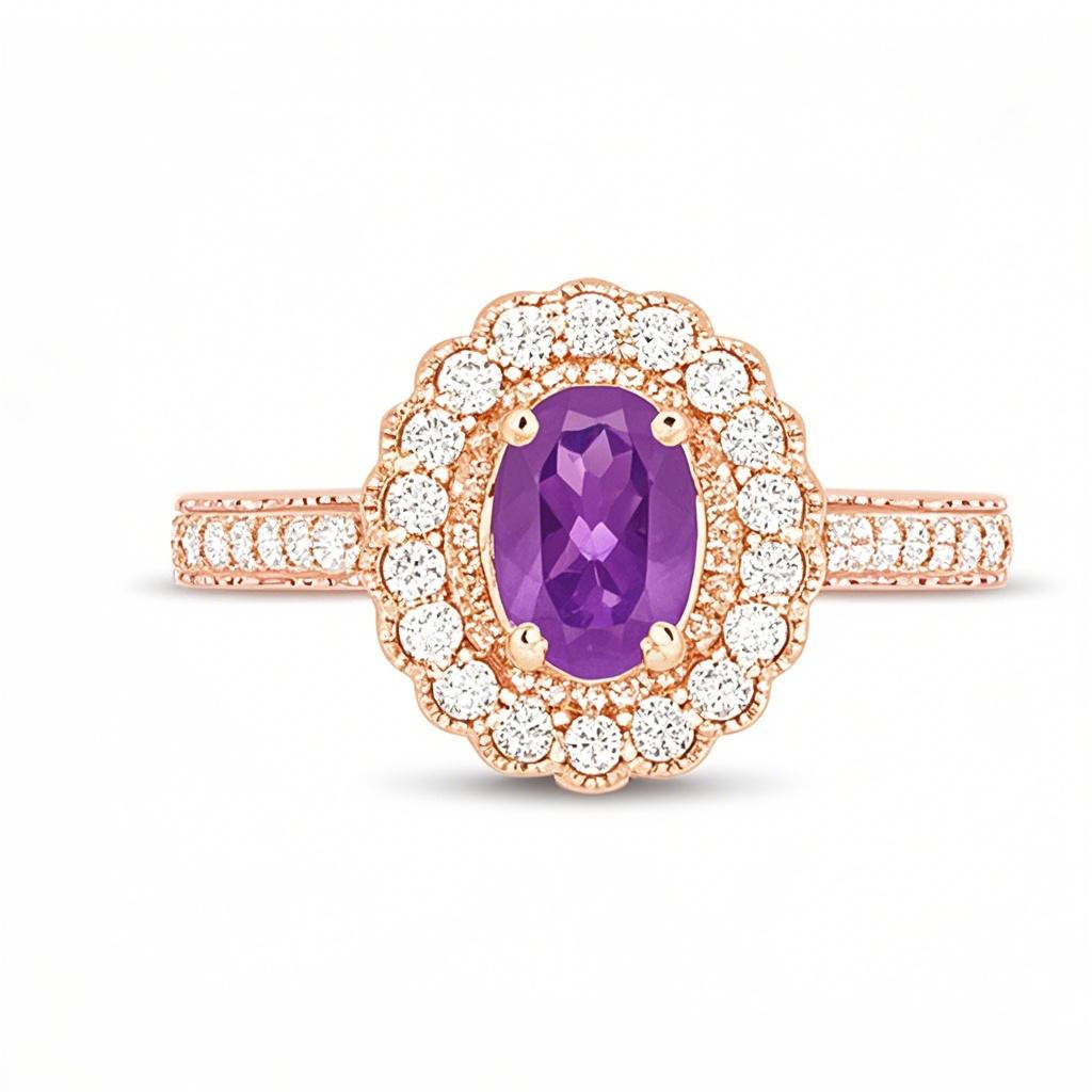 14K Rose Gold Oval Cut Custom Engagement Ring Gemstone Rings-1
