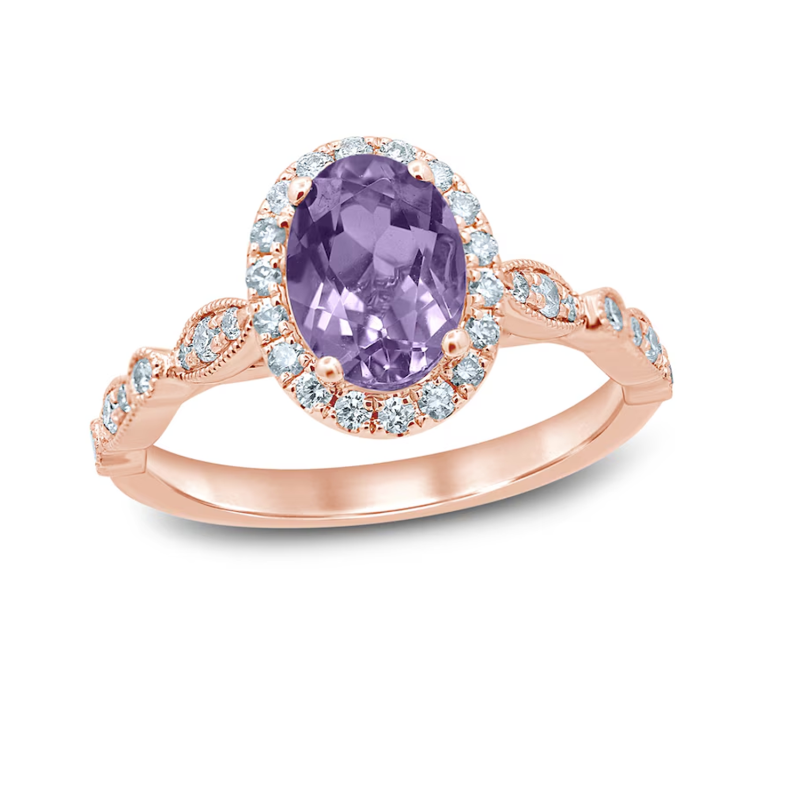 Anillo de compromiso personalizado con gema, corte ovalado, oro rosa de 14 quilates-1