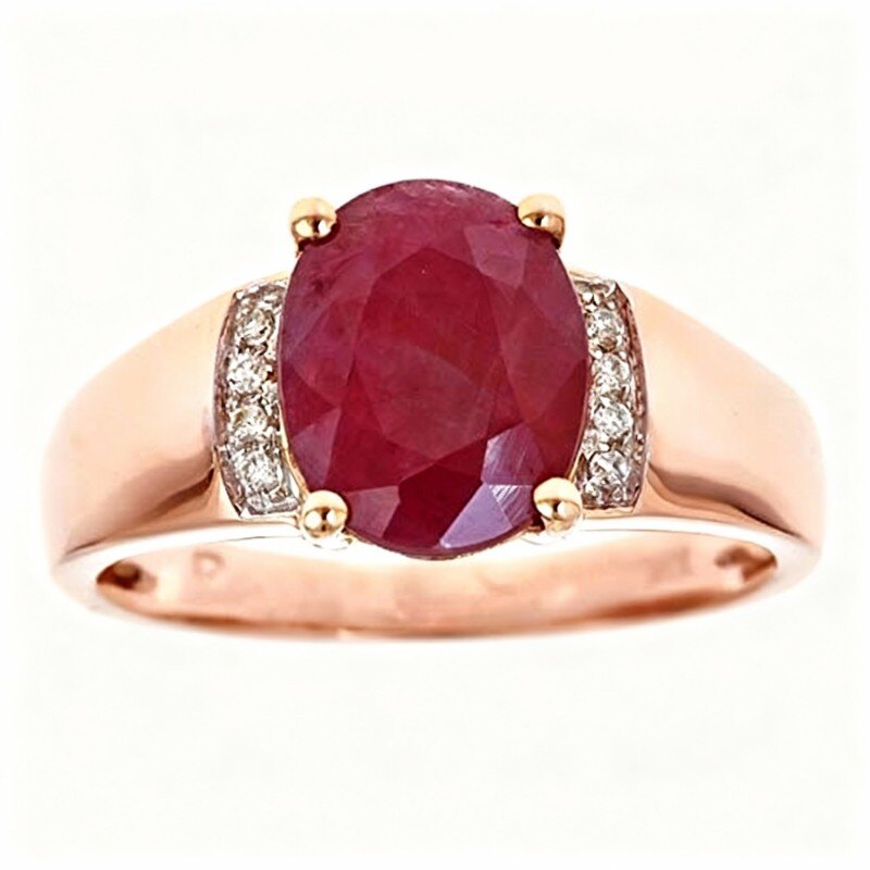 Pierścionek zaręczynowy z owalnym szlifem ze złota różowego 14K-1